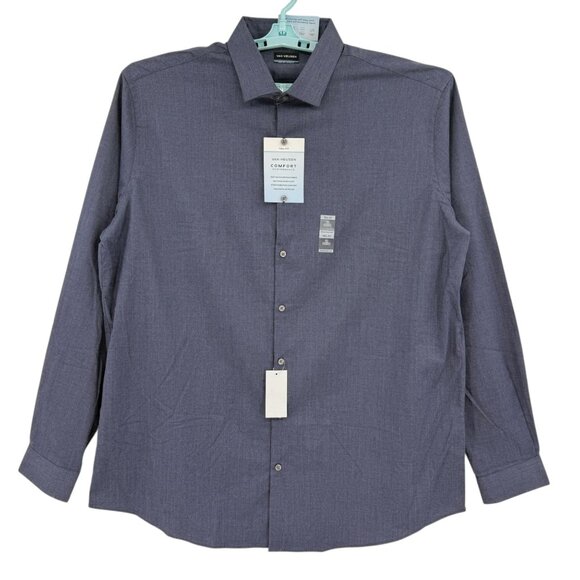 Van Heusen Men's Comfort Performance Stretch Blue Dress Shirt Size Tall 18-37/38 - Picture 1 of 10